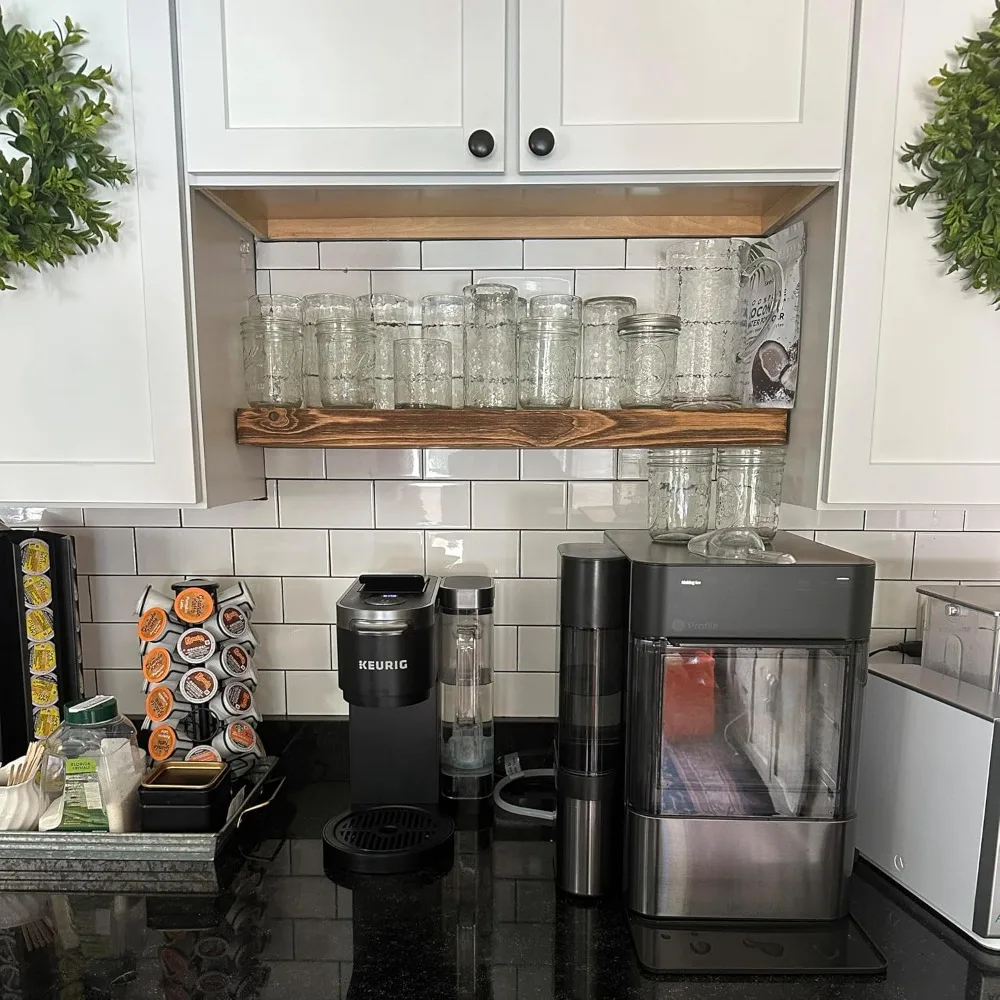 أرفف حائط خشبية ريفية شديدة التحمل - بطول 36 بوصة وعمق 6 بوصة وسمك 2 بوصة - خشب طبيعي لمساحة عرض متينة #6