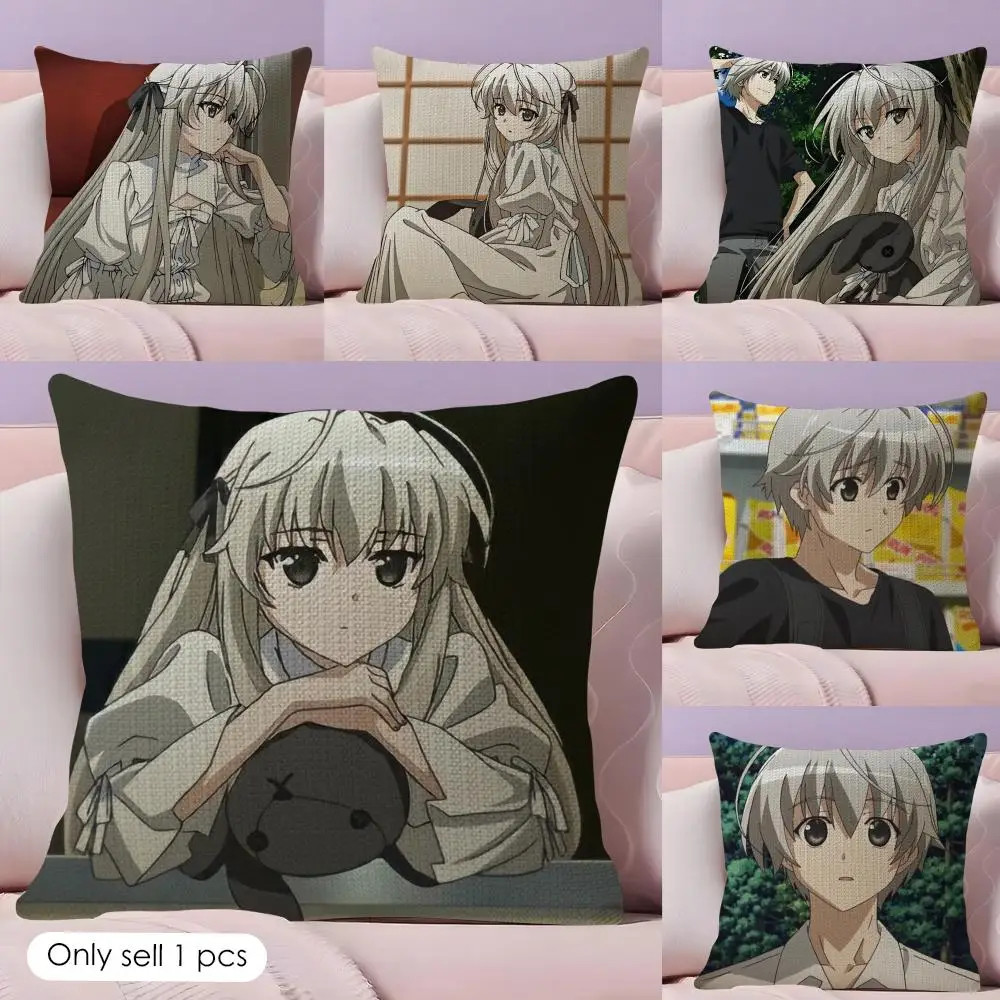 Y-Yosuga no Sora Anime Cushion Cover Natural Linen Double Sided Print  Throw Pillow Case for Sofa Couch Home Decor