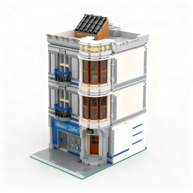 

NEW 1390PCS MOC Street View Modular Building Bike Shop Model Custom Building Blocks Architecture DIY Assembly Display Gift Set
