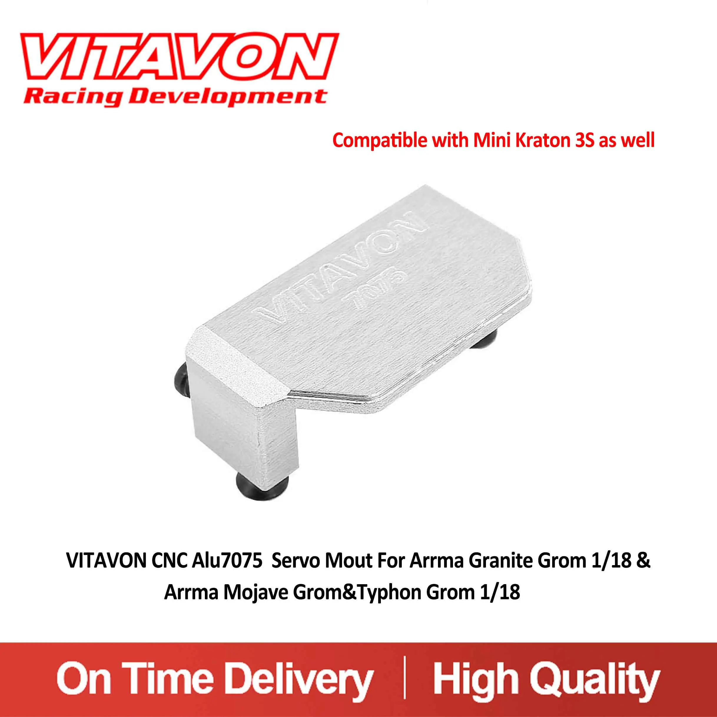 VITAVON CNC Alu7075 Servo Mout For Arrma Granite Grom 1/18 & Arrma Mojave Grom 1/16&Typhon Grom 1/14 MINI KRATON 3S 1/16