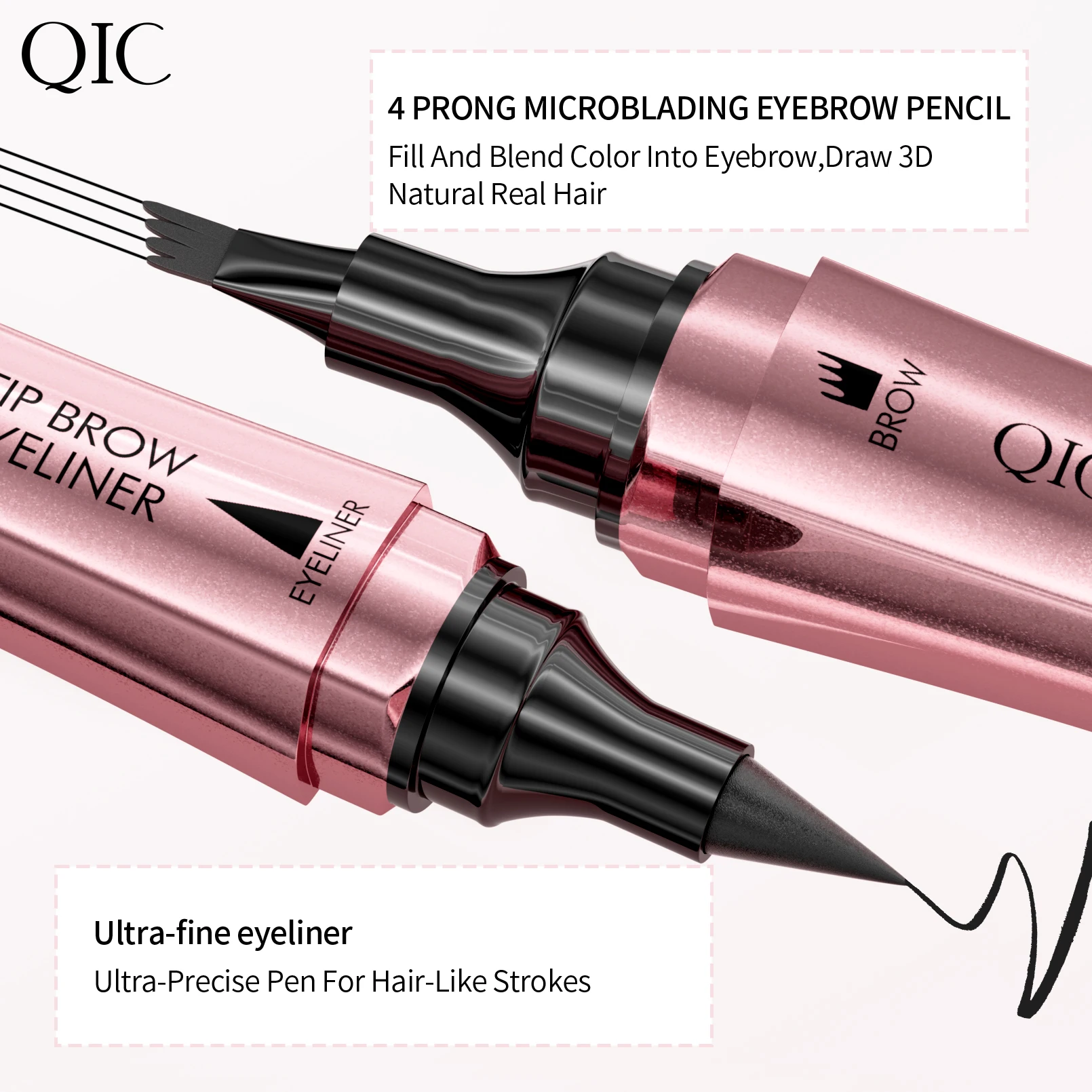 4 Colors 1pc Eyebrow Pen Waterproof 4 Split Tip Eyebrows Pen Eyebrow Tattoo Pen Waterproof Liquid Black Eyebrow Makeup Pencil