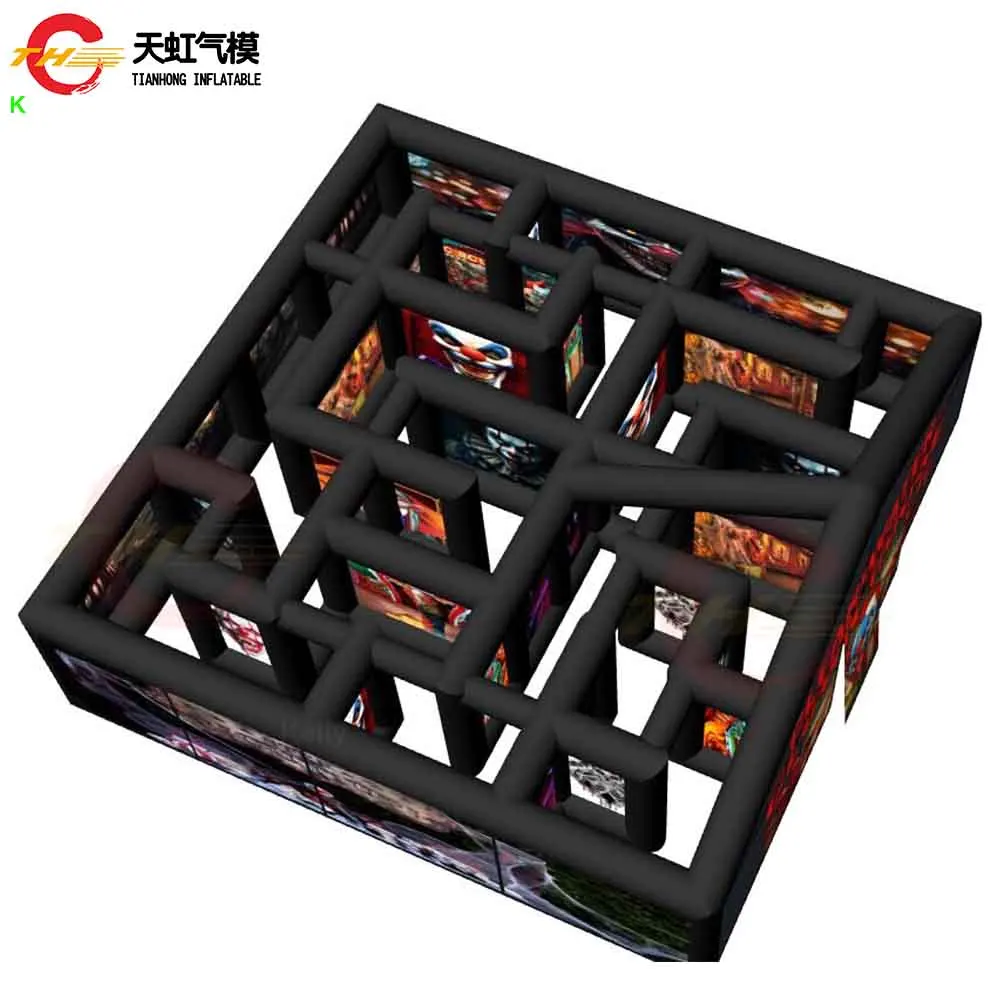 8x8m New Design Inflatable Haunted House with Peak Inflatable Halloween Maze Labyrinth Sport Game with Free Blower