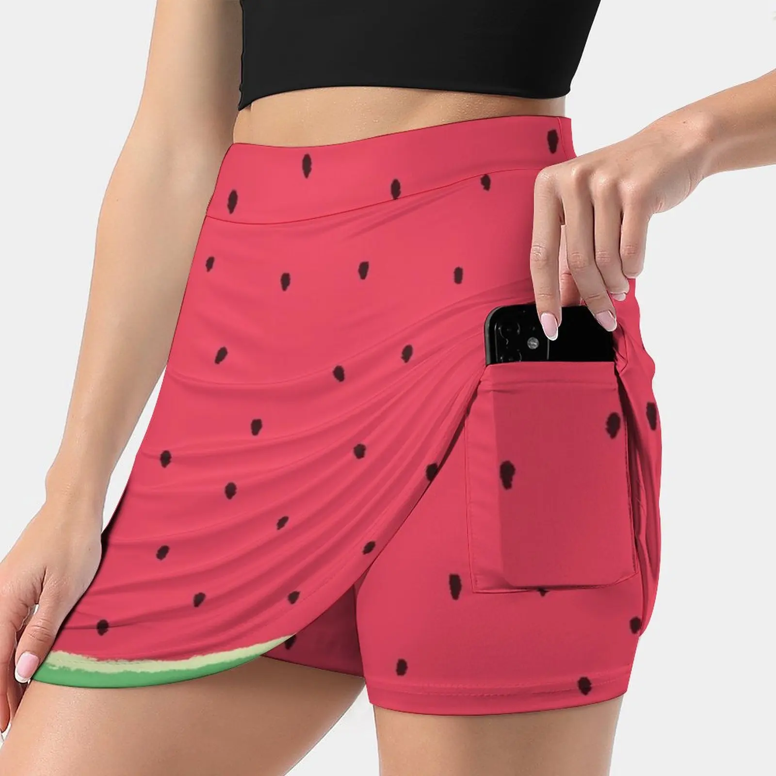 Watermelon Time Women's skirt With Hide Pocket Tennis Skirt Golf Skirts Badminton Skirts Running skirts Watermelon Fruit Fruity