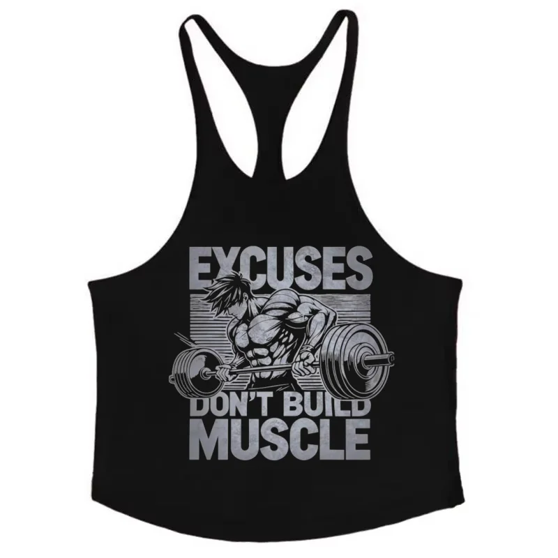Bodybuilding Men's Gym Racerback Tank – Sleeveless Y-Back Vest, Cotton Breathable Gym Sportswear for Intense Workout