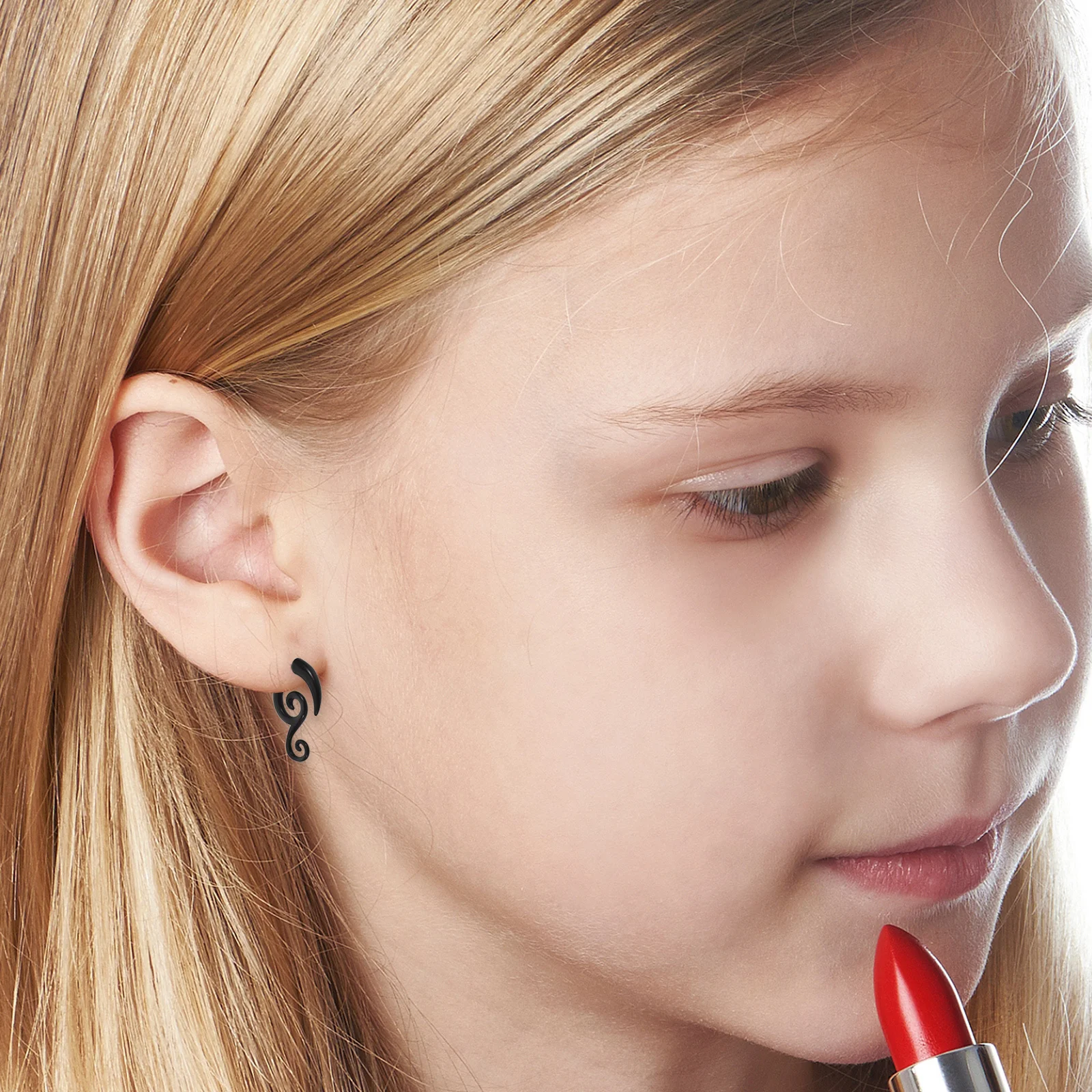 

Punk Spiral Fake Ear Gauges Snail Acrylic Stud Earrings Gothic Faux Plug Jewelry For Festival Party Night Club Wear Spiral