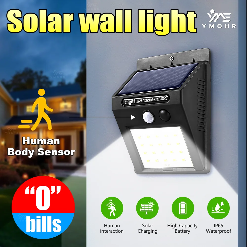 

0 Electricity Bills Solar Lights Outdoor Waterproof LED Motion Sensor Light Outdoor Solar Lights Stairs Wall Garden Accessories