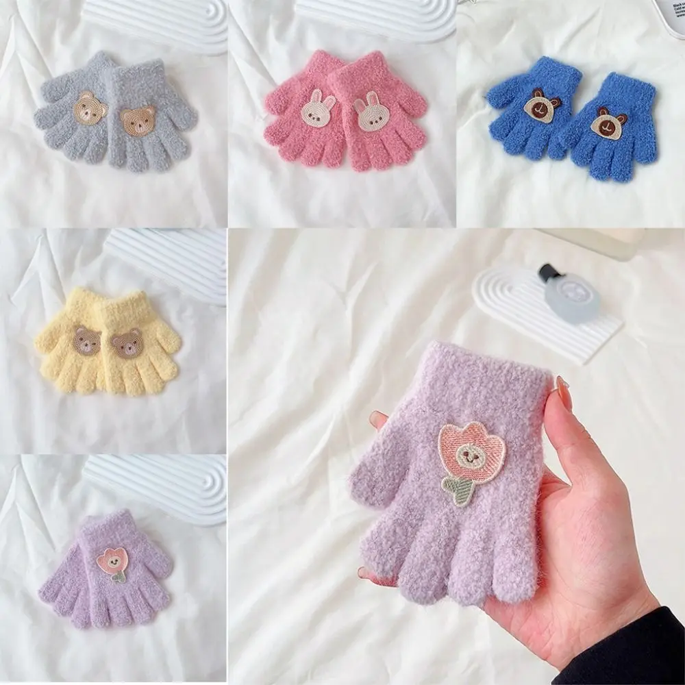 

Children Gloves Winter Kids Velvet Thicken Cute Elastic Full Finger Mittens Soft Gloves Keep Warm For 1-3 Years Old