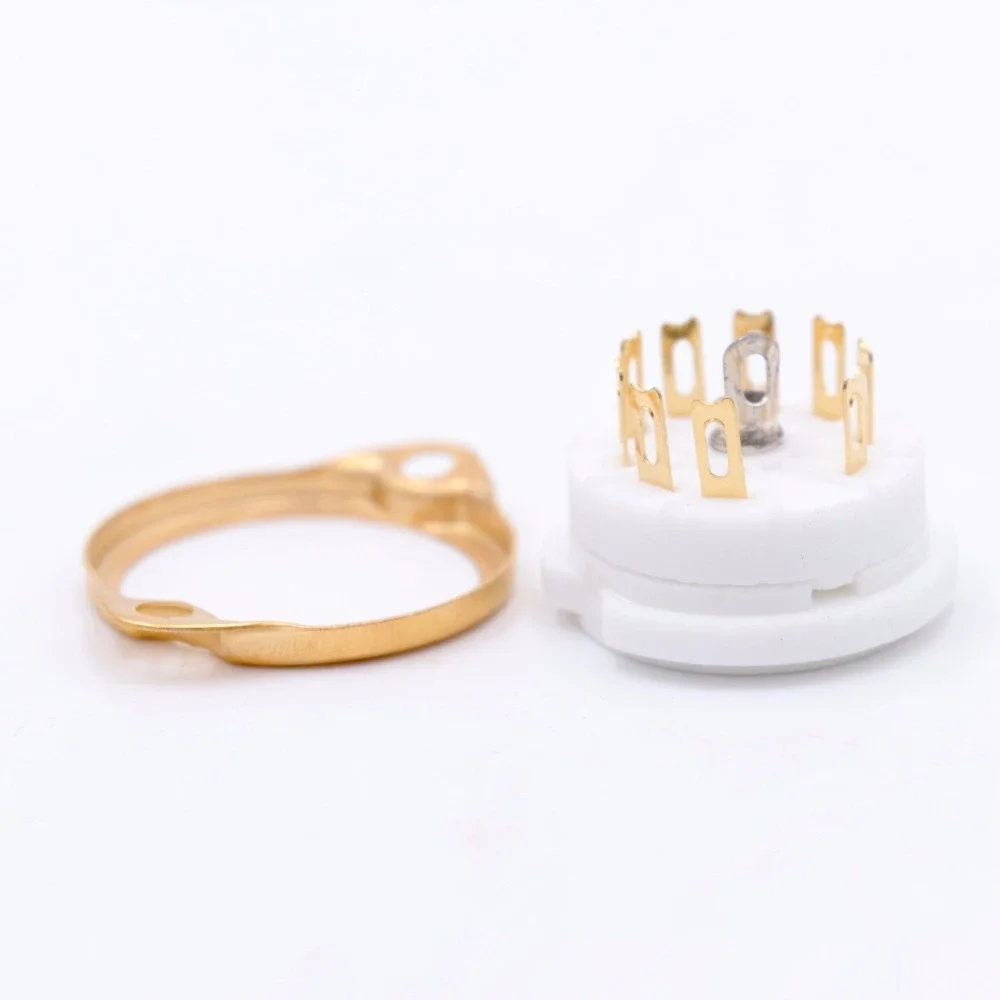 1PCS ติดที่แชสซี 9pin เซรามิคหลอดสูญญากาศฐานซ็อกเก็ตสําหรับ 12AX7 EF86 6922 EL84 6DJ8 12AU7 12AT7 Hifi Audio Guitar Tube AMP