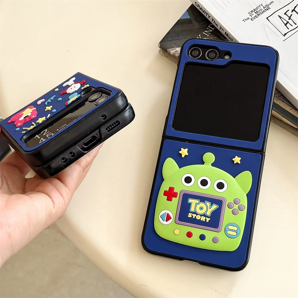 Силиконовый чехол для телефона с игровой консолью Cartoon Alien для Samsung Galaxy Z Fold & Z Flip 7 6 5 4 3, жесткий противоударный комбинированный чехол 2 в 1