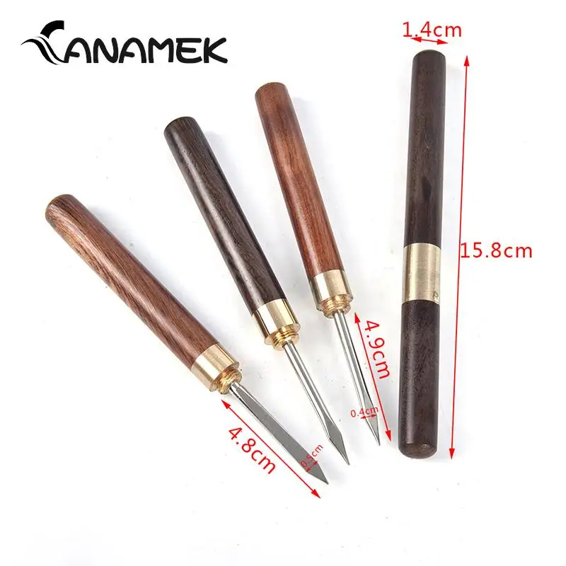 1Pcs Teaware Stainless Steel Ebony Chinese Puer Tea Needle Cutter Damascus Tea Knife Needle Pick With Wooden Handle