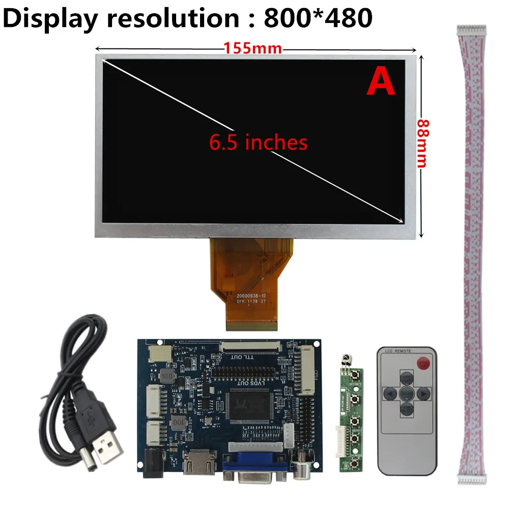 Imagem -02 - Tft Lcd Monitor Driver Placa de Controle Compatível com Hdmi Vga av Raspberry pi Computador Portátil 6.5 10.1 Display