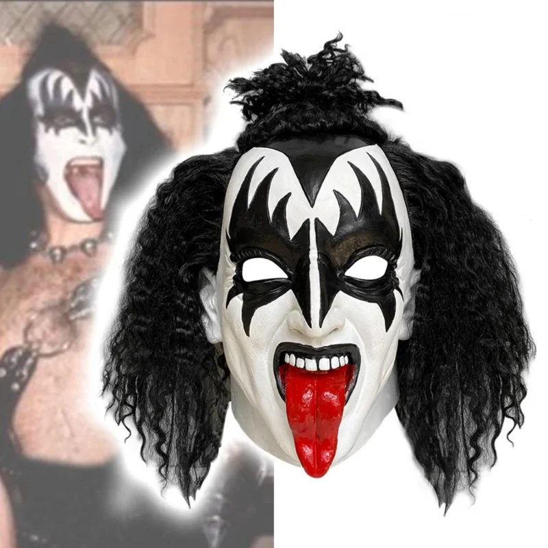 Halloween Kiss Gene Simmons Lead Singer Latex Mask Electric Music Festival Cosplay Horror Masks Party Dress Up Performance Props