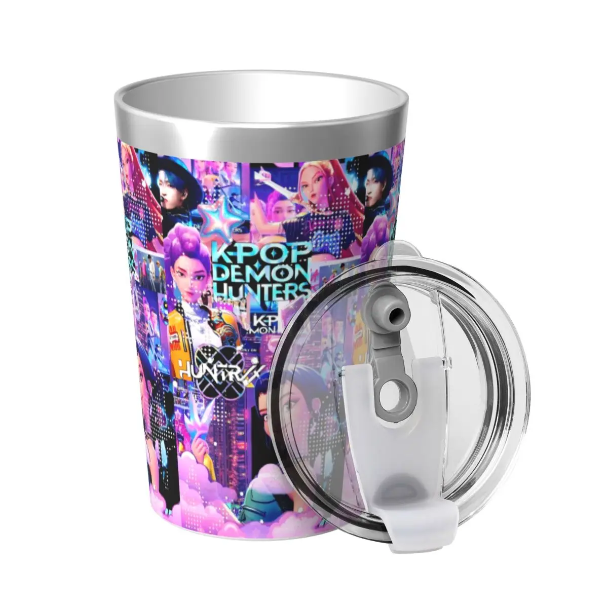 Kpop Demon Hunters Huntrix Tumbler 12 once per bambini Tazza isolata sottovuoto a doppia parete in acciaio inossidabile con cannuccia per caldo freddo