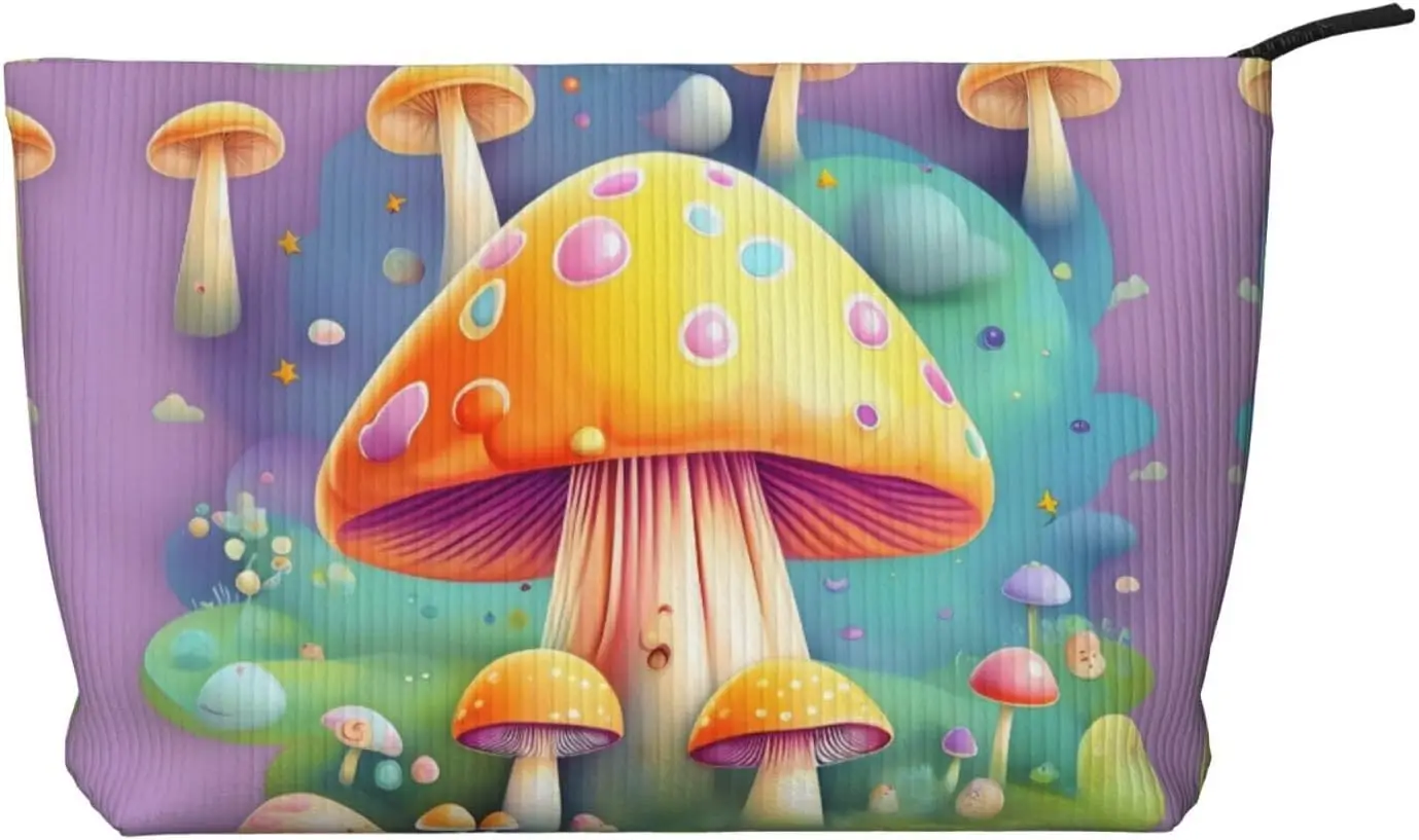 

Fantasy Dream Mushroom Corduroy cosmetic bag, suitable for travel and daily use, Sturdy Lining, Ensures Longevity