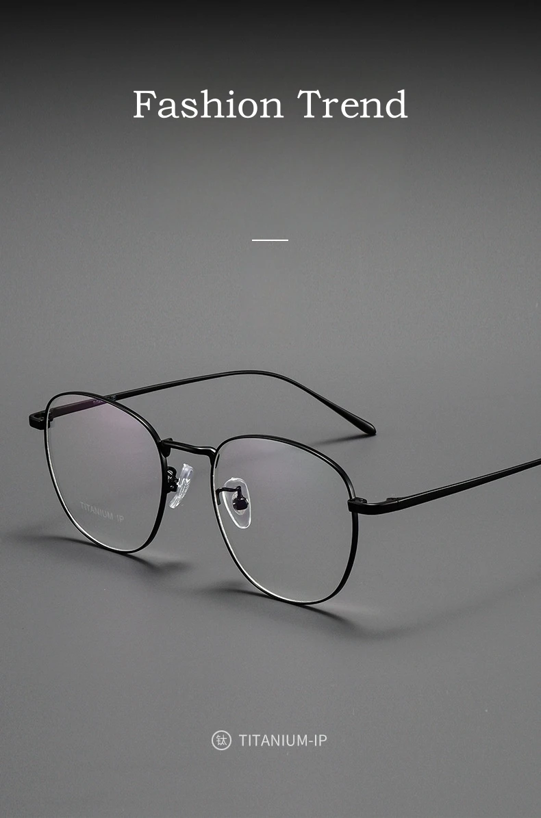 Yimaruili Mode ultraleichte Titan legierung Brillen Männer Retro Runde großes Gesicht optische Rezept Frauen Brillen Rahmen 1052 – Detail 3