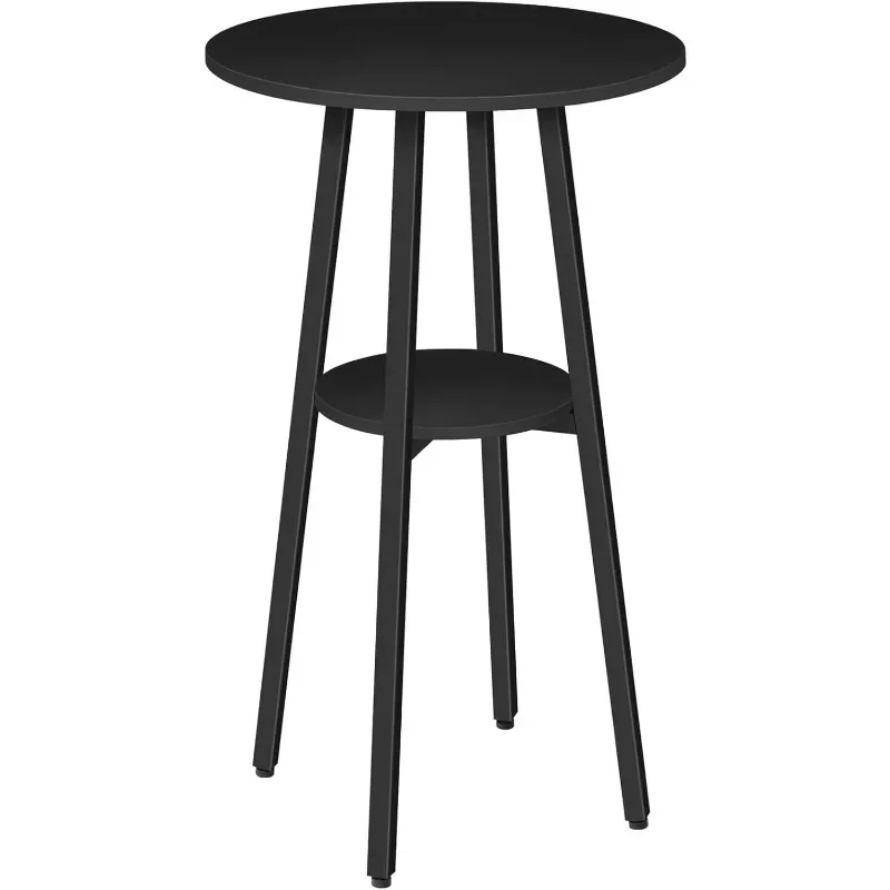 

Round Pub Table，Bistro Table with Storage,Cocktail Table with Top Particleboard for Kitchen, Easy To Assemble