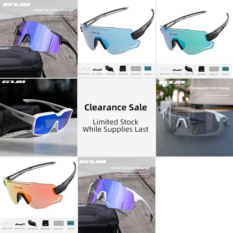 

GUB Cycling Photochromic Polarized Sports Sunglasses with UV400 Protection for Men & Women - MTB Road Bike Anti-fog Goggles