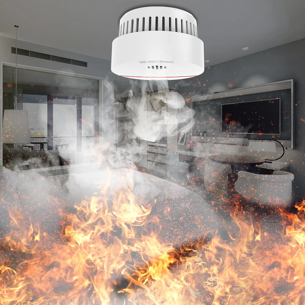 CPVAN Smoke Detector Independent Photoelectric Smoke Alarm High Sensitivity Fire Sensor for Home Usage Fire Alarm System