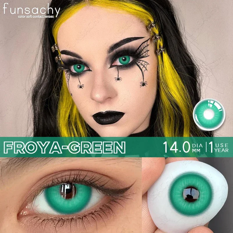 FUNSACHY 2 Stück Froya Cosplay Kontaktlinsen für Halloween, grüne und lila Linsen, Anime-Cosplay-Make-up, weiche Kontaktlinsen, rote Vampir-Augen-Kontaktlinsen. – Detail 32