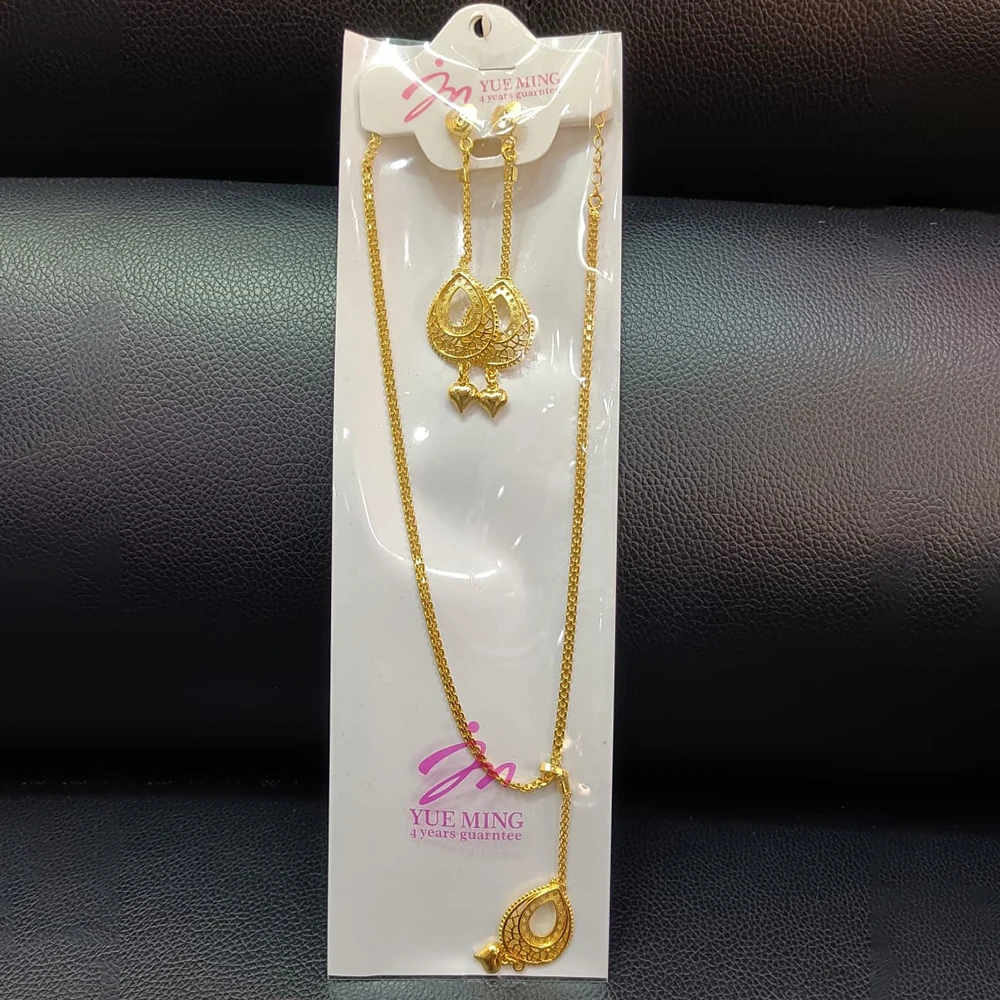 YM Äthiopien Gold Farbe Schmuck Set Trend Damen elegante Tropfen Ohrringe und Halskette 18 Karat vergoldet Schmuck Accessoires Party Geschenke 3