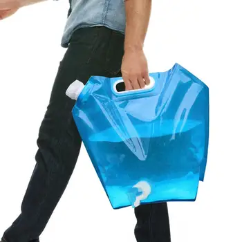 수도꼭지가 있는 캠핑 물 가방, 접이식 물 저장 용기, 휴대용 5/10L 물통, 접을 수 있는 물 주머니, 캠프 용품