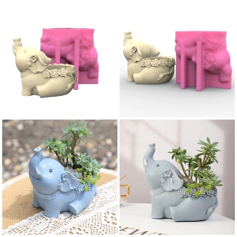 

DIY Silicone Mold for Succulent Planter Create Unique Flower Pots Plant Holder 3D Elephant Holder Plaster Mould