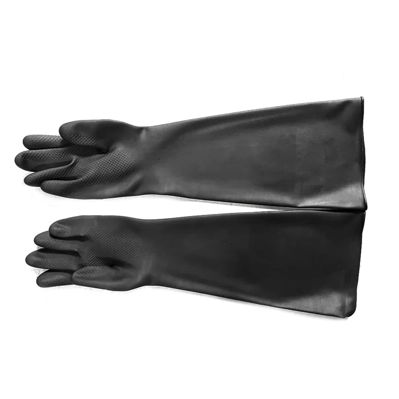 

-A90P Blast Rubber Gloves For Sandblasting Sandblaster Sand Blast Cabinet Sandblasting Gloves Sandblaster Parts 60Cm Black Durab