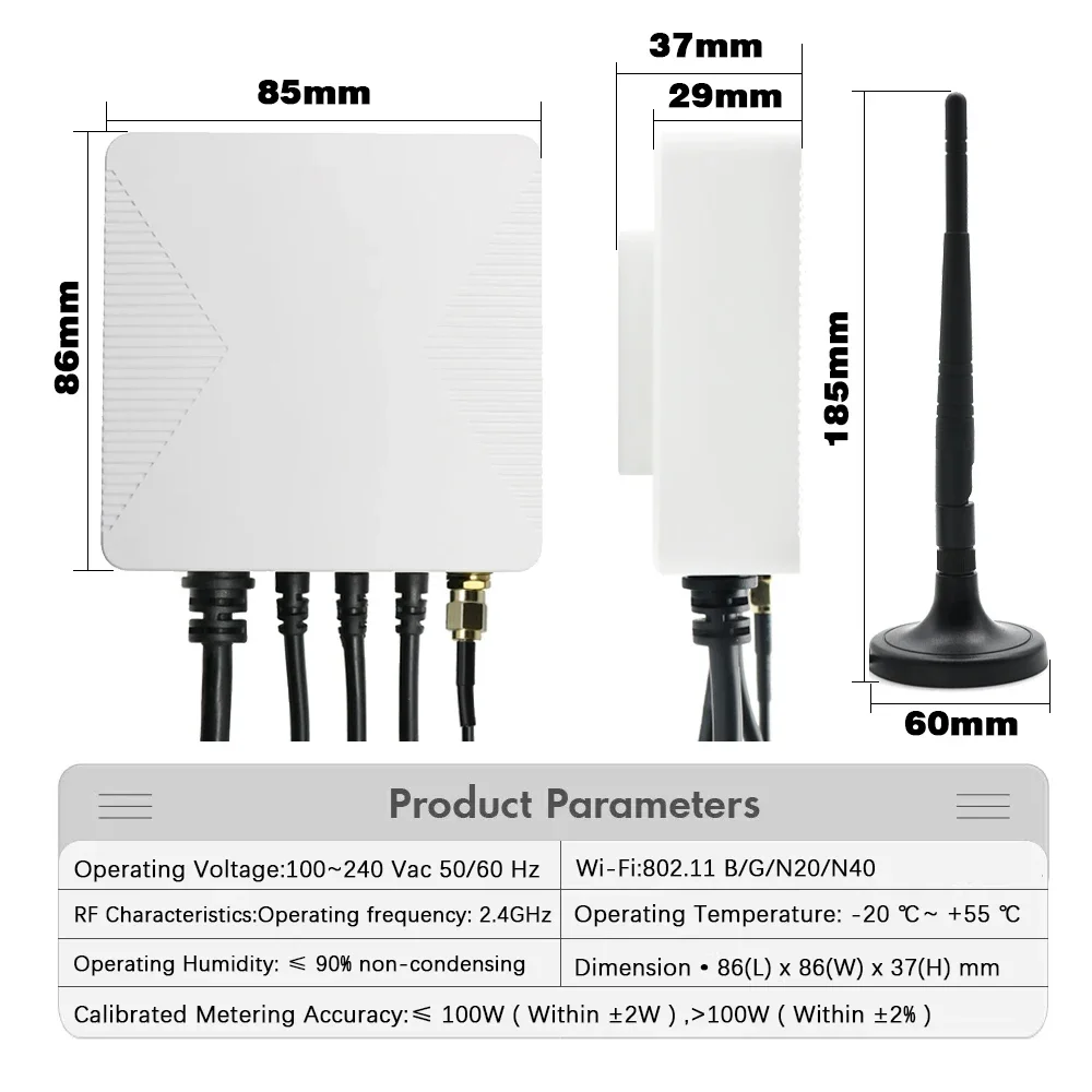 Imagem -02 - Tuya Smart Life Power Clamp Transformador de Corrente Monitor de Aplicativo e Registro de Consumo de Energia Energia Wifi Medidor Kwh Phase 80a 300a