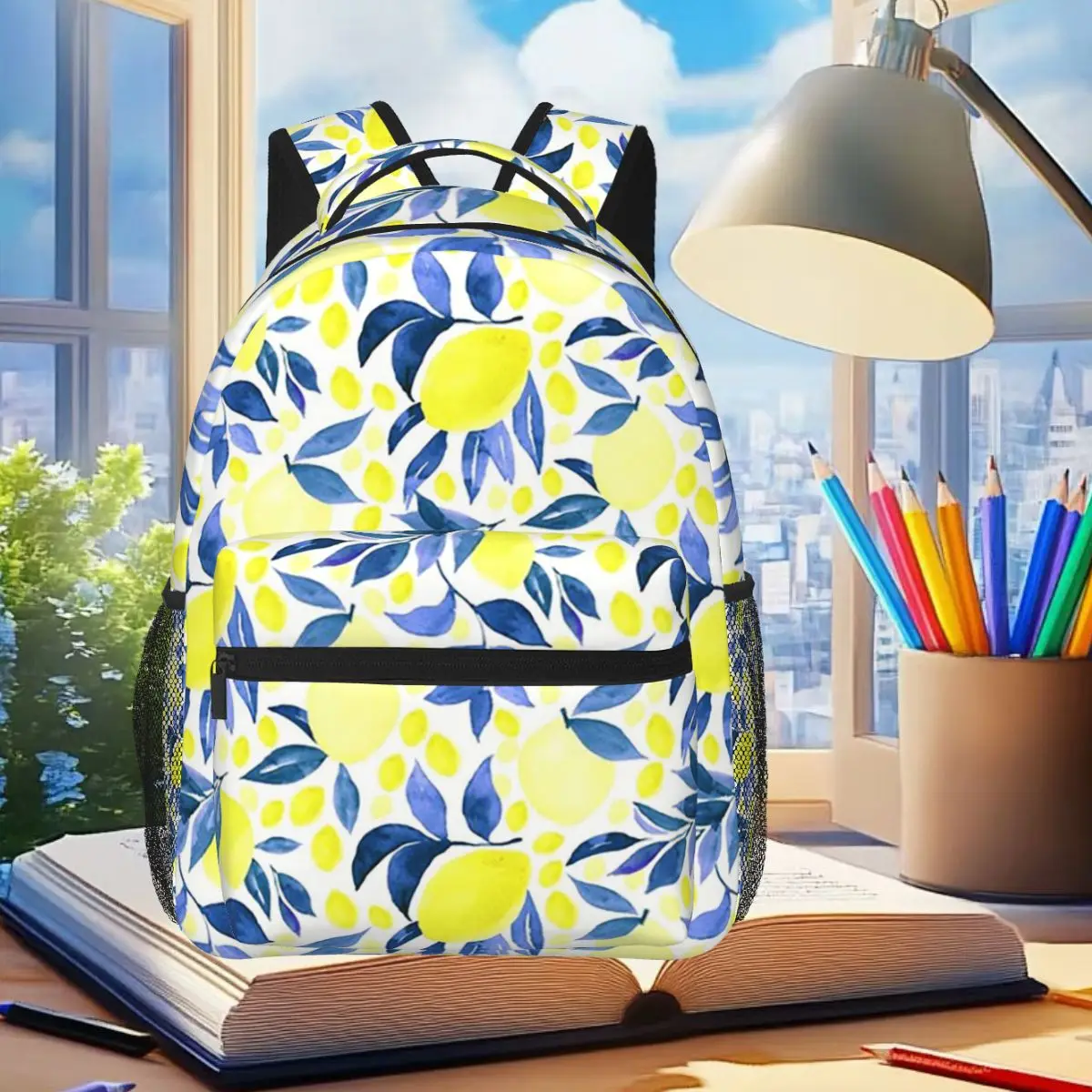 Lemon Splash Pattern Backpack Student Boys Girls BookBag Children School Bag Laptop Shoulder Bags for Men Women