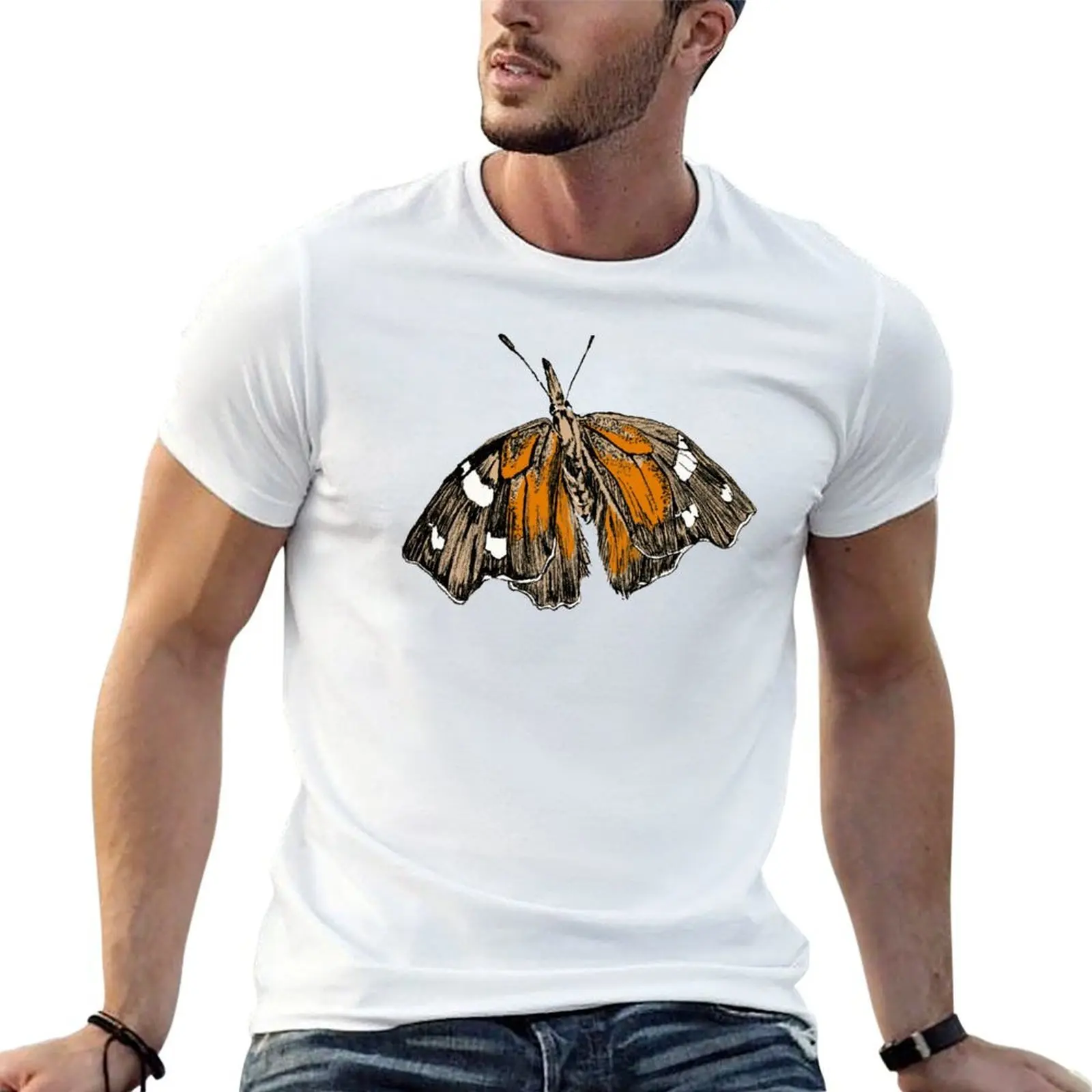 فرشاة القدمين السخام فراشة تي شيرت رجل تي شيرت للرجال مطبوعة تي شيرت للرجل تي شيرت للرجل القطن لينة تي شيرت #1