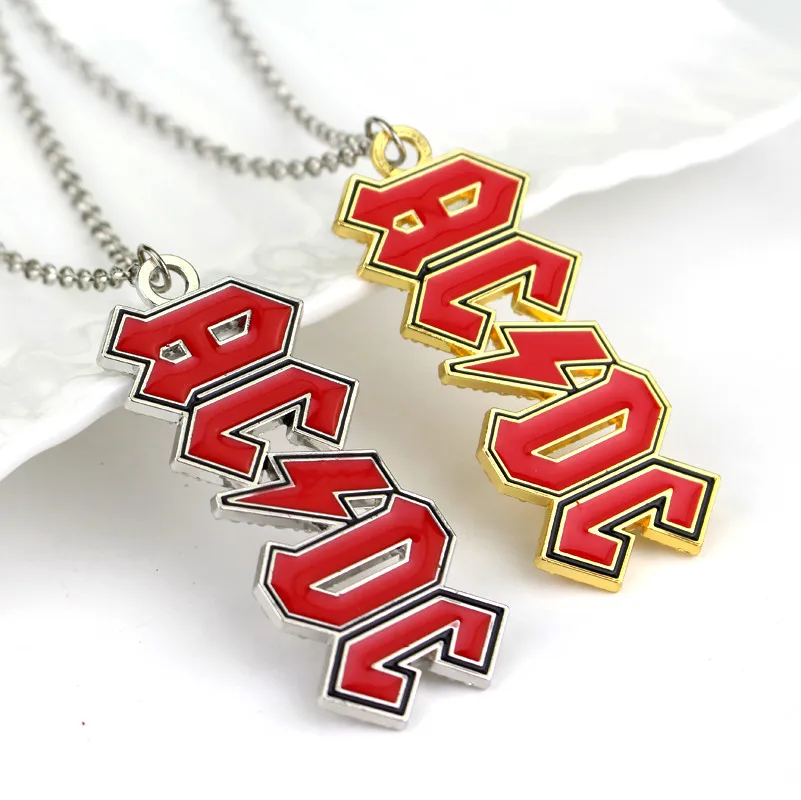 AC DC Logo Pendant Necklace Keychain Rock Band Women Men's Punk Jewelry For Fans Gift ﻿