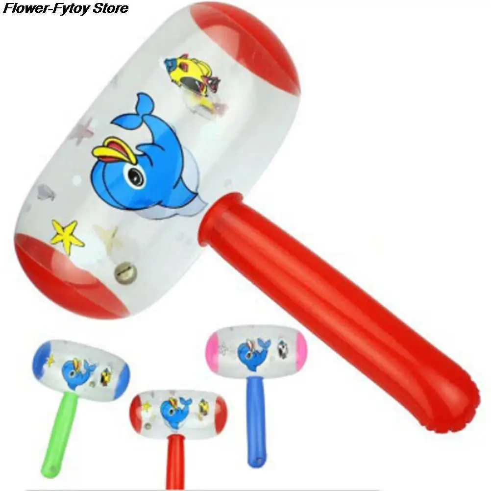 1Pcs Cute Cartoon Inflatable Hammer Air Hammer With Bell Random Color Wholesale Kids Children Blow Up Noise Maker Toys