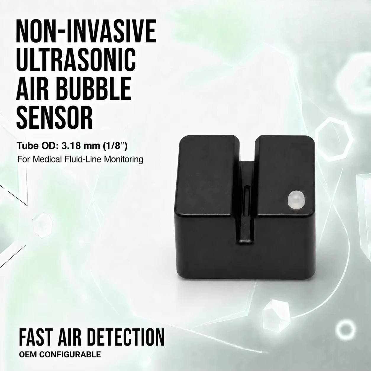 Ultrasonic bubble sensor IP65 protection grade, screw-fixed clamping installation, for liquid pipeline inspection, industrial