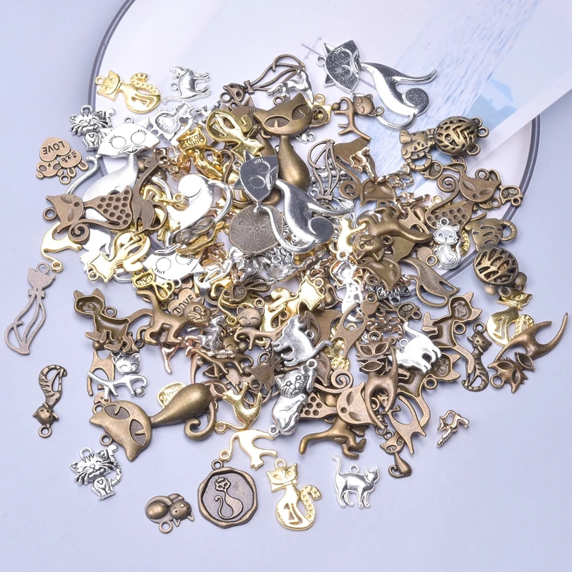 30/50/100pcs Mix Cute Animal Pet Cat Charms Pendant For Jewelry Making Diy Necklace Bracelet Keychain Handmade Accessories Bulk
