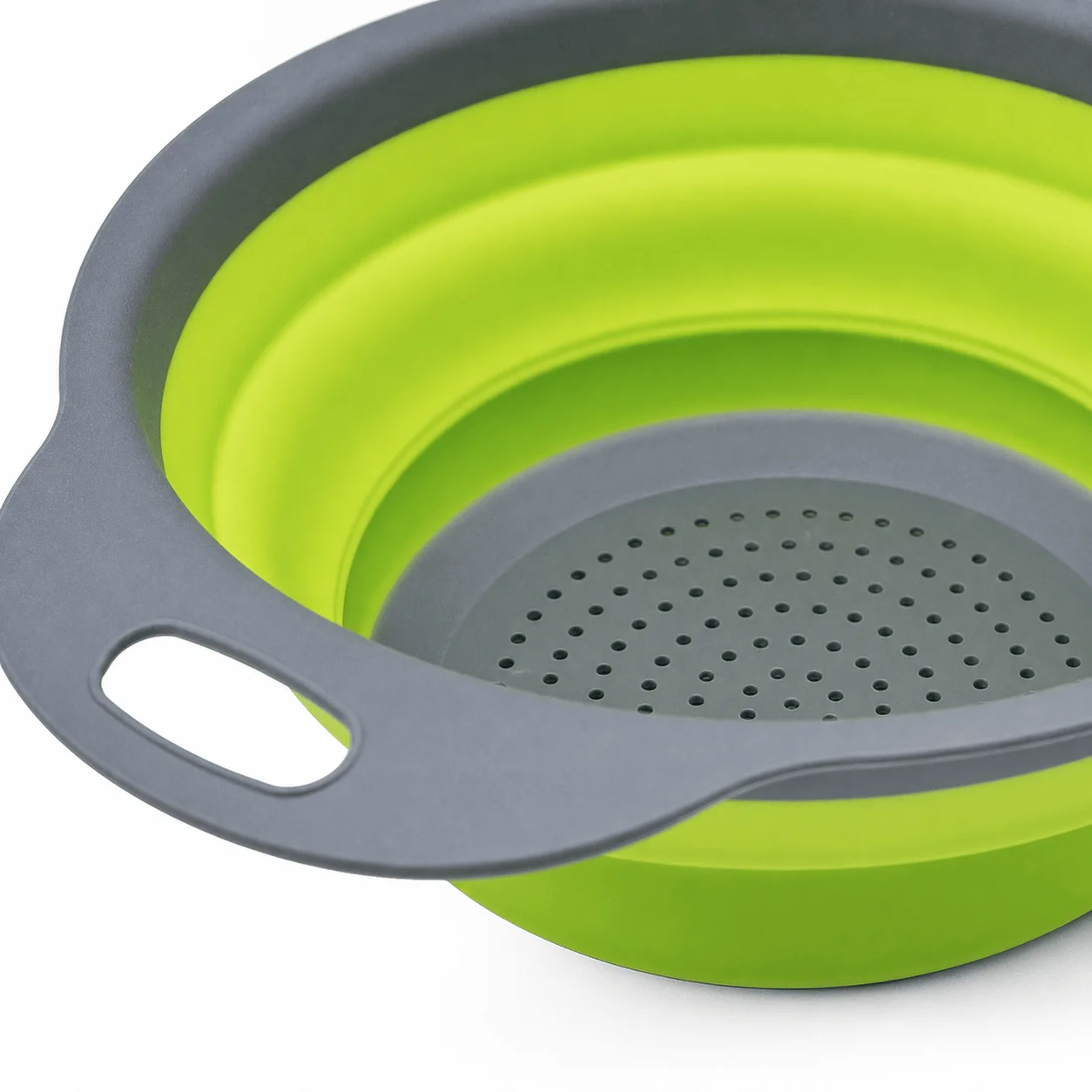 Collapsible Silicone Colander, Foldable Round Strainer Basket with Handles - view 2
