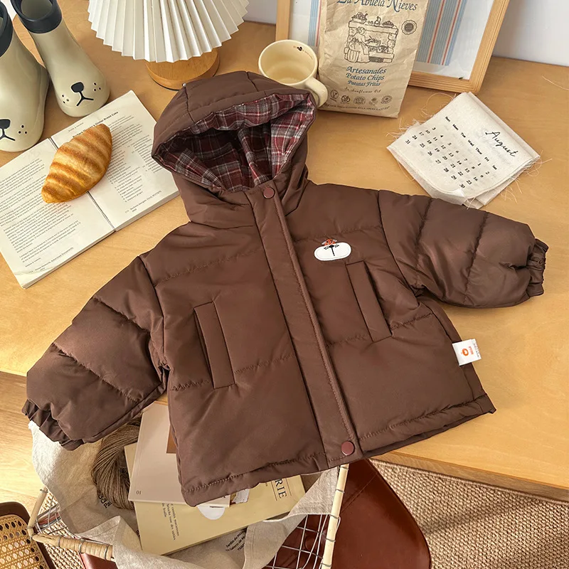 

Children Girls Down Jacket Thicken Warm Hooded Toddler Girls Down Coat Embroidery Kids Baby Girls Outerwear Coat Winter Clothes
