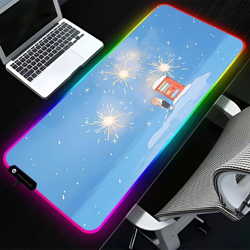 

RGB LED Mousepad Pattern Game Pad Rubber Anime Mouse Pad PC Accessories Desk Mat Non Slip Table Mat Wishing Machine Keyboard Pad