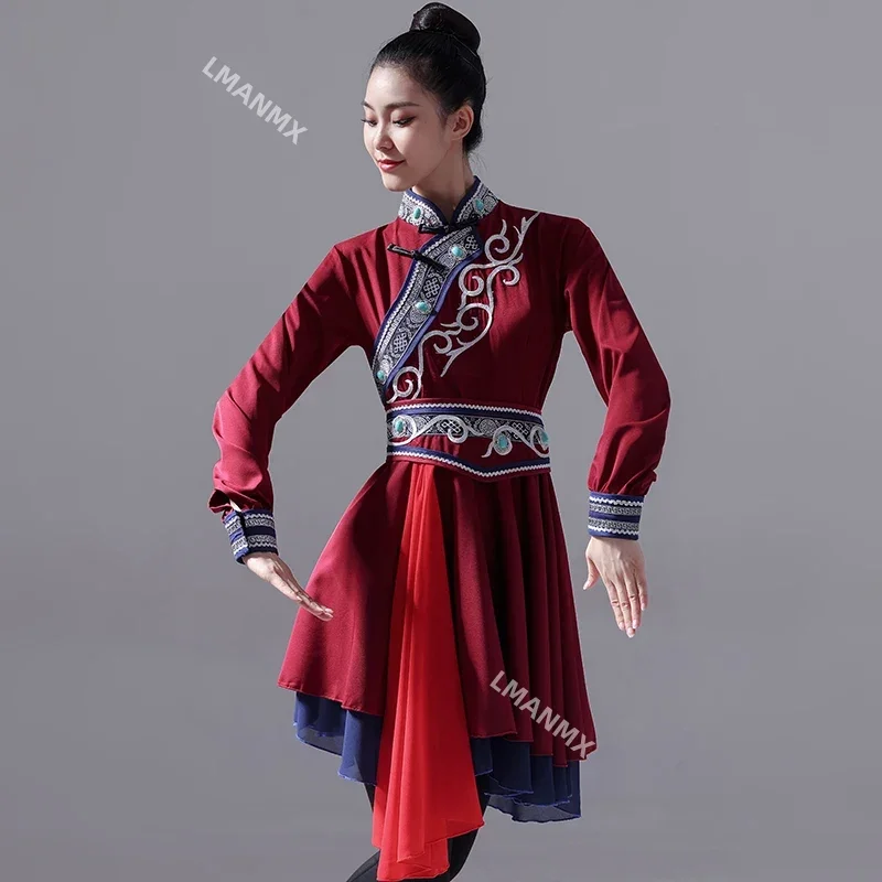 Mongolian Dance Costume Traditional Costume Female National Dance Tibetan Practice Clothes Mongolian Ancient Yangko Dance