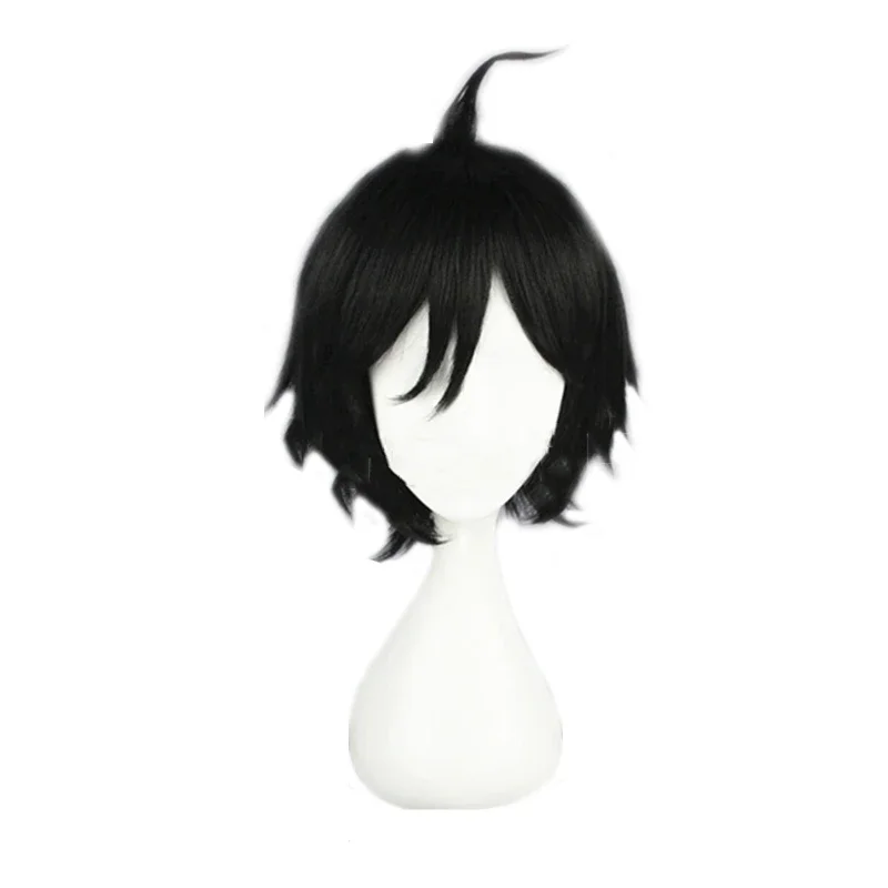 Karasuno Tadashi Yamaguchi Black Short Synthetic Hair High School Volleyball Club Halloween Party Costume Cosplay Wig