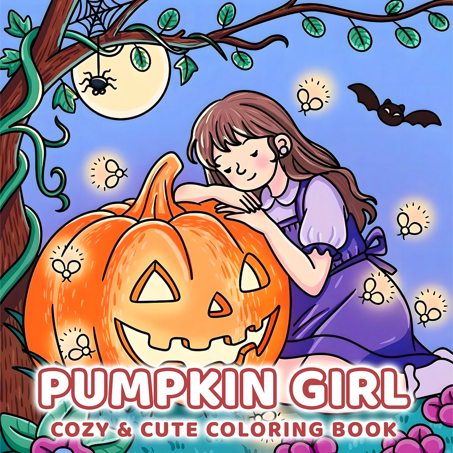 Cozy Halloween Pumpkin Girl Coloring Book for Adults Cute & Spooky Autumn Scenes Anti Anxiety Art Activity Book