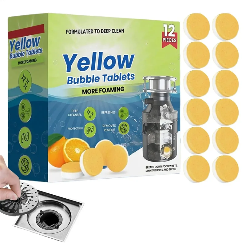 ABKY-limpiador de fregadero y drenaje, potentes tabletas para desatascar tuberías, para residuos de frutas y cabello, basura