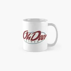 Oh Deer Diner 클래식 머그잔 간단한 선물 인쇄 된 Drinkware 이미지 티 컵 사진 그림 핸들 라운드 커피 디자인