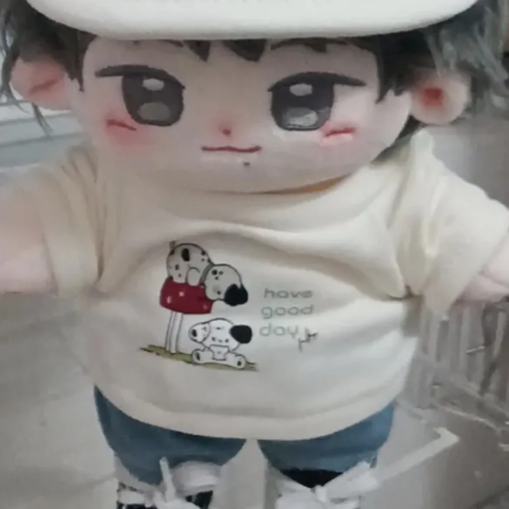 

1 set Cartoon Dog 20cm Cotton Doll Clothes T-shirt Outfit Cotton Doll's Clothes Mini Fashion Plush Doll Clothes Children's Gift
