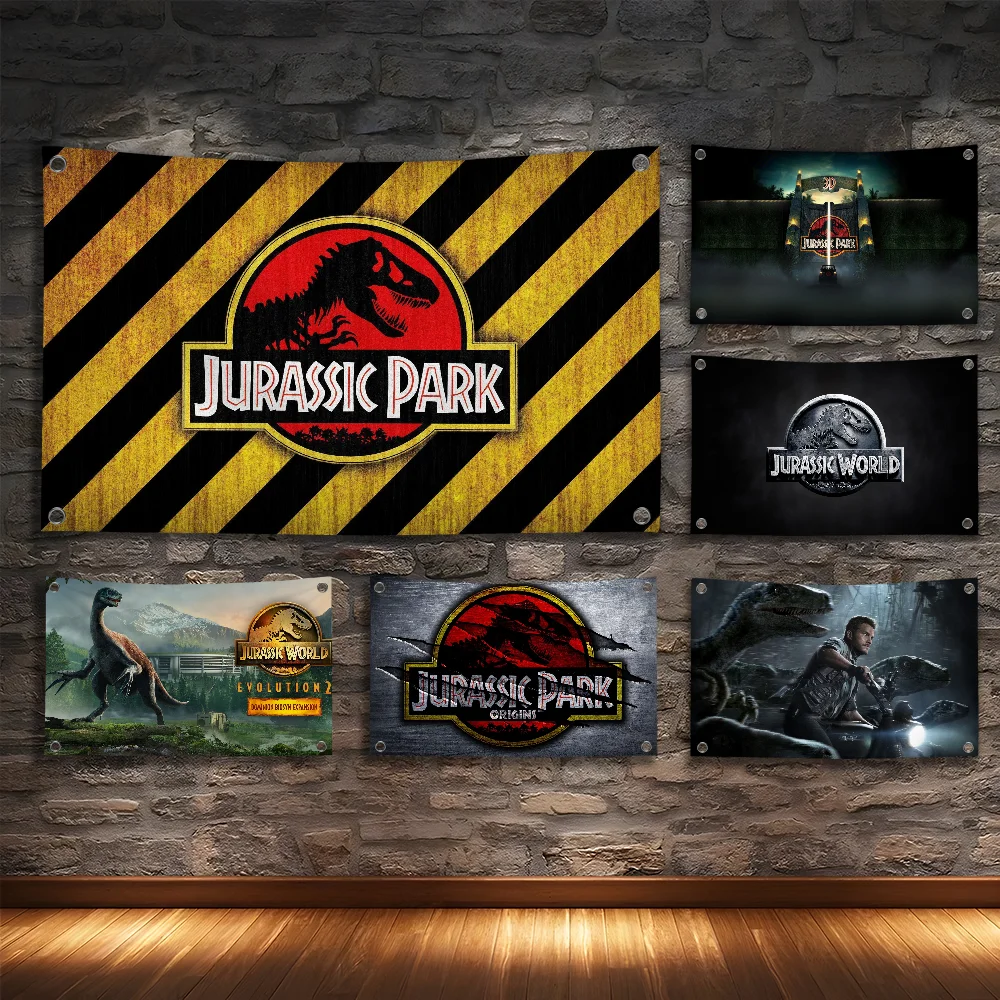 

J-jurassic Parks Movie Logo Flag Room Bedroom Home&Outdoor Wall Hanging Concert Printed Background Decoration Art Banner