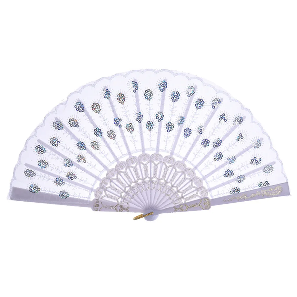 Cool Summer Days Chinese Folding Fan Wooden Shank Classical Dance Fan Elegent Female Fan Party Art Craft Gift Home Decoration