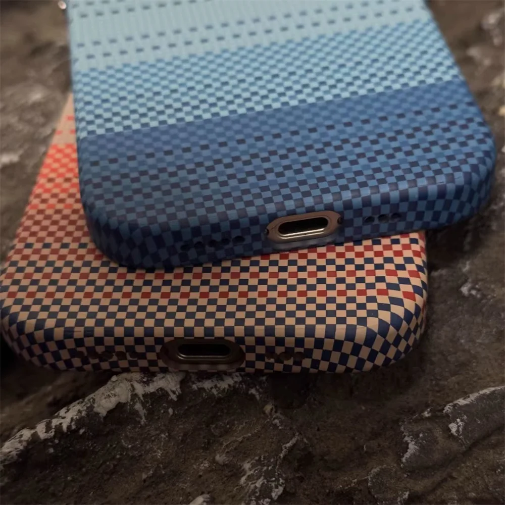 For Magsafe Magnetic Wireless Charge Relief Carbon Fiber Pattern Phone Case For iPhone 16 14 13 15Pro Max 16Plus Alloy Len Cover