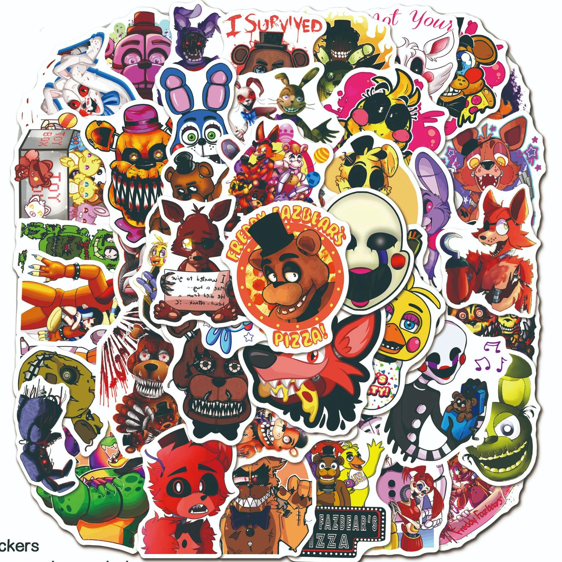 50pcs FNAF Stickers Anime Five Nights At Freddy\'s Animal Bear Foxy Ribbit Waterproof Stickers Kids Christmas Gifts