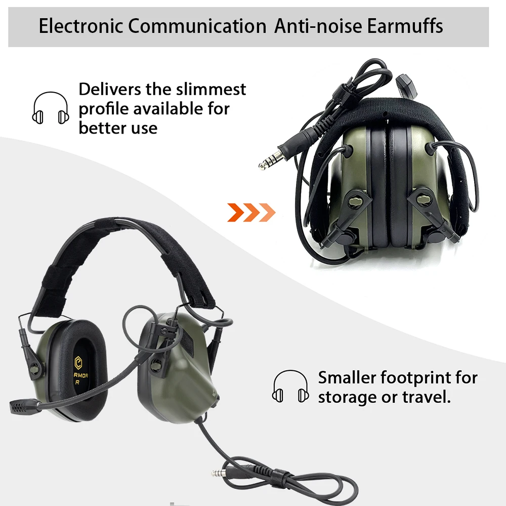 EARMOR M32 SE Tactical Shooting Earmuff & M51 PTT  Fit for Hunting Noise Canceling Security Protection Headphones