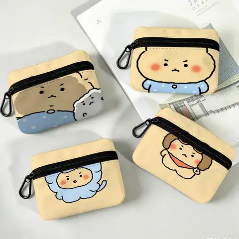 M-ManggomS Cute Character Oxford Fabric Zipper Pouch Lightweight Hanging Coin Wallet For Coins ID Cards Keys Lipstick Earbuds