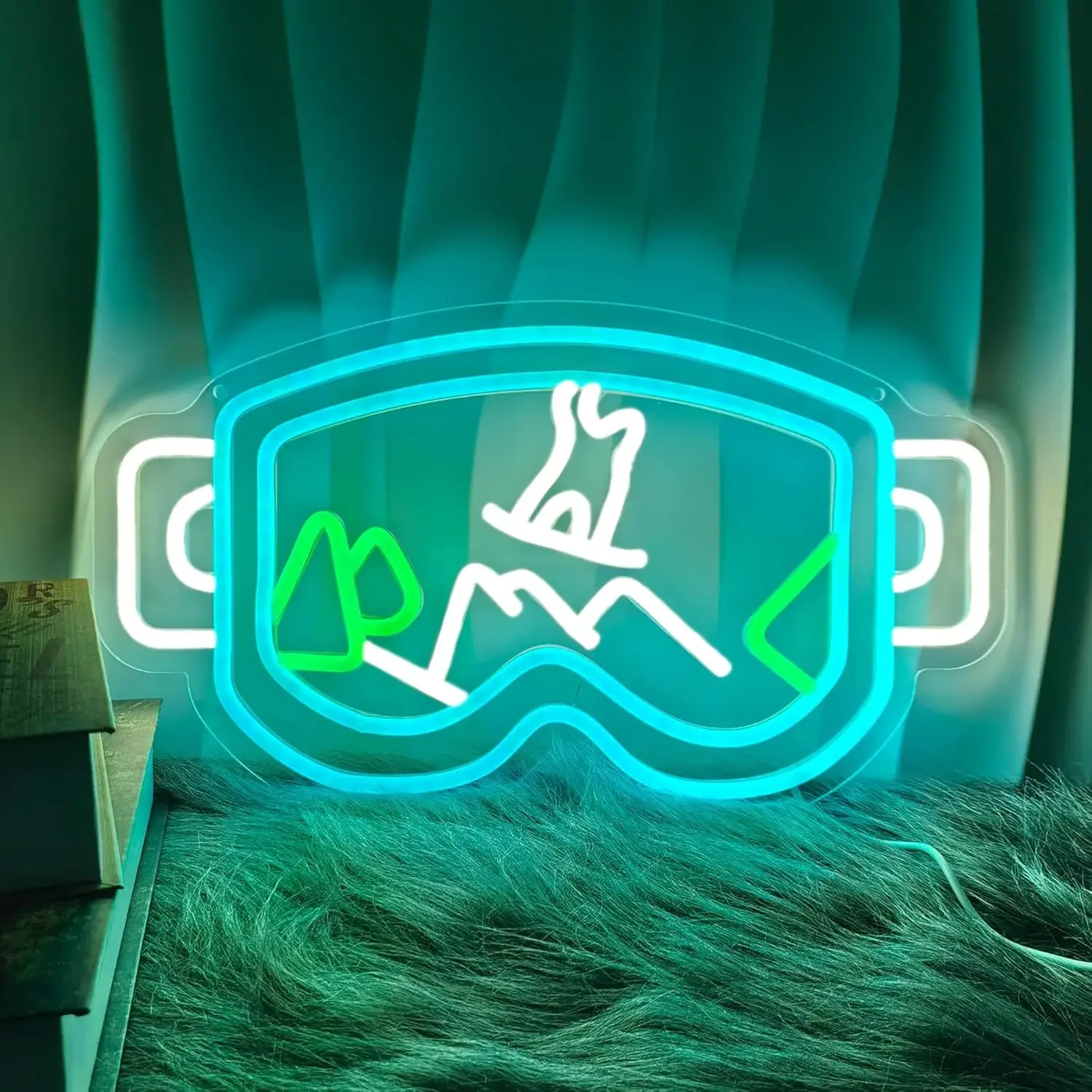 

Светодиодные лыжные очки Неоновая вывеска для катания на лыжах Неоновая световая вывеска USB с регулируемой яркостью для зимней тематической вечеринки Лыжный клуб для комнаты Лыжный магазин Вечеринка Настенный декор